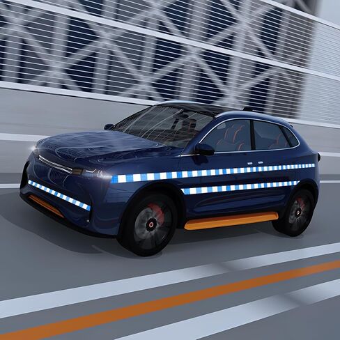 Blue White Reflective Tape Outdoor Waterproof 1 inch Wide for Cars, High Visibility Safety Warning Reflector Sticker Strips (68 feet) in Kuwait