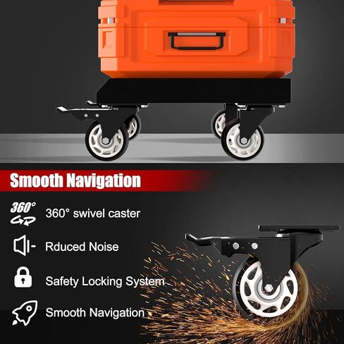 Heavy Duty Tool Box Dolly Compatible with Mil.Waukee Packout Toolbox,350lbs Capacity,No Drilling Required,Thickened and Enlarged Carbon Steel Frame and Larger Wheels with Braking System in Saudi Arabia