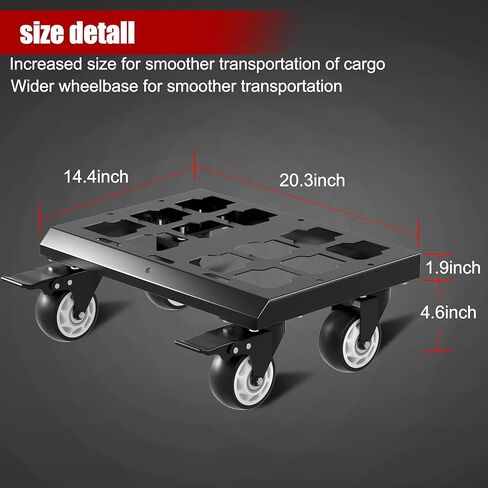 Heavy Duty Tool Box Dolly Compatible with Mil.Waukee Packout Toolbox,350lbs Capacity,No Drilling Required,Thickened and Enlarged Carbon Steel Frame and Larger Wheels with Braking System in Saudi Arabia