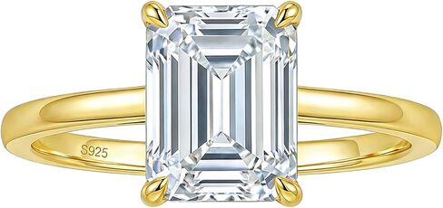14K الذهب المطلي بالزركونيا خاتم الخطوبة للنساء 925 الجنيه الاسترليني الفضة الزمرد قطع 1CT/2CT/3CT CZ SOLITAIRE حلقات وعد للمرأة الحجم 5-9 in Kuwait