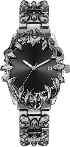 Carlien Gothic Claw Watch for Men - ساعة معصم فريدة من نوعها من الفولاذ المقاوم للصدأ ، والأيدي المضيئة ، وحركة الكوارتز المقاومة للماء ، وأسلوب ذوبان مستقبلي ، وخيارات اللون الأحمر والأخضر البارد in Saudi Arabia