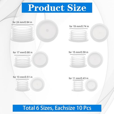 60 Pcs Salt and Pepper Stoppers Plugs, Plastic Stoppers for Salt and Pepper Shaker Bottle Stopper Reusable Round End Caps for Bottles Plugs Bottom Home Kitchen, 11/13/15/17/19/24 Mm in Saudi Arabia