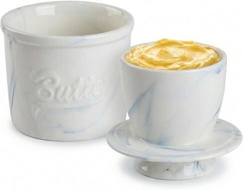 French Butter Crock for Countertop - Modern Ceramic Butter Bell Keeper with Lid, Water Seal Storage Keeps Butter Soft & Spreadable, 4"x4" (Holds 1 Stick) in Saudi Arabia