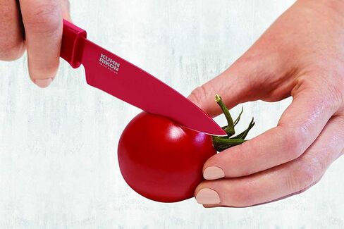 سكين التقشير المستقيم من كوهن ريكون مع غمد أمان، شفرة 4 بوصة/10.16 سم، أحمر وأصفر وأزرق (عبوة من قطعة واحدة) in Kuwait