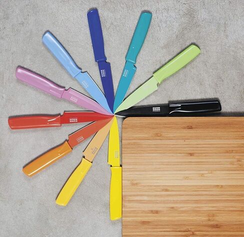 سكين التقشير المستقيم من كوهن ريكون مع غمد أمان، شفرة 4 بوصة/10.16 سم، أحمر وأصفر وأزرق (عبوة من قطعة واحدة) in Kuwait