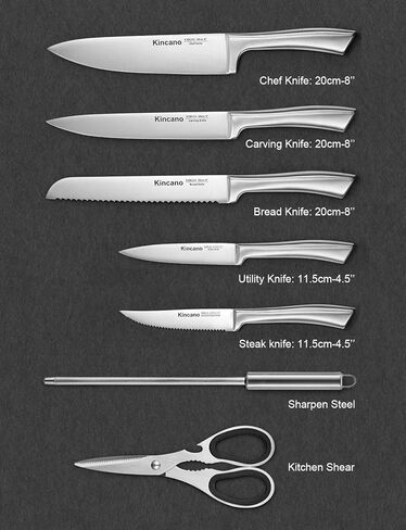 Knife Set, 14 PCS High Carbon Stainless Steel Super Sharp Kitchen Knife Set for Chef with Acrylic Stand, include Steak Knives, Sharpener and Scissors, Ergonomical Design by kincano in Saudi Arabia