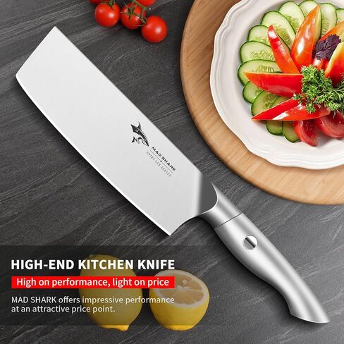 MAD SHARK 7 Inch Nakiri Knife, Ultra Sharp German Stainless Steel Vegetable Knife, Ergonomic Handle, Multipurpose Kitchen Knife for Chopping, Slicing, and Dicing in Saudi Arabia