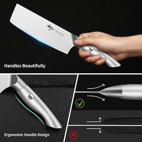 MAD SHARK 7 Inch Nakiri Knife, Ultra Sharp German Stainless Steel Vegetable Knife, Ergonomic Handle, Multipurpose Kitchen Knife for Chopping, Slicing, and Dicing in Saudi Arabia