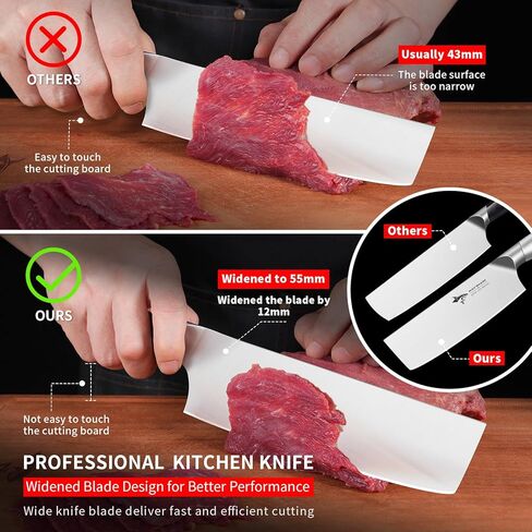 MAD SHARK 7 Inch Nakiri Knife, Ultra Sharp German Stainless Steel Vegetable Knife, Ergonomic Handle, Multipurpose Kitchen Knife for Chopping, Slicing, and Dicing in Saudi Arabia