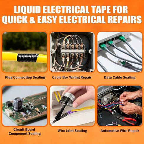 5.29 oz Liquid Electrical Tape Quick-Drying Insulating Glue with Brush Cap - Quick-Dry Waterproof Sealant for Wires, Cables, Connectors, Outdoor & Automotive Electrical Equipment (Black) in Saudi Arabia