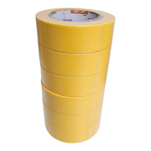 شريط قناع صناعة السيارات MTE36-6 للطلاء وإعادة التشطيب، لون أصفر، عرض 1 1/2 بوصة، طول 55 ياردة، عبوة من 6 قطع - مقاومة لدرجات الحرارة العالية - بدون بقايا in Kuwait