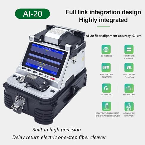 جهاز ربط الألياف الضوئية، ساطور الألياف عالي الدقة، الربط السريع، مقياس الطاقة الضوئية المدمج ومحدد موقع خطأ الضوء الأحمر. in Kuwait