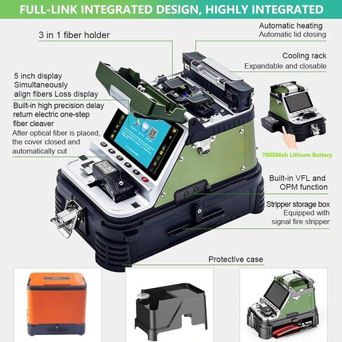 جهاز ربط الألياف الضوئية، ساطور الألياف عالي الدقة، الربط السريع، مقياس الطاقة الضوئية المدمج ومحدد موقع خطأ الضوء الأحمر. in Kuwait