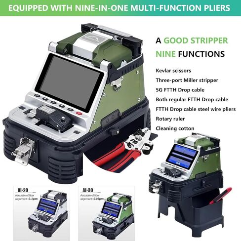 جهاز ربط الألياف الضوئية، ساطور الألياف عالي الدقة، الربط السريع، مقياس الطاقة الضوئية المدمج ومحدد موقع خطأ الضوء الأحمر. in Kuwait