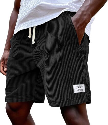 Beach Shorts for Men Elastic Waist Drawstring Corduroy Shorts Baggy Casual Lightweight Summer Sweat Short in Saudi Arabia