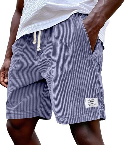 Beach Shorts for Men Elastic Waist Drawstring Corduroy Shorts Baggy Casual Lightweight Summer Sweat Short in Saudi Arabia