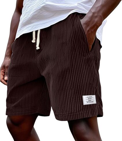 Beach Shorts for Men Elastic Waist Drawstring Corduroy Shorts Baggy Casual Lightweight Summer Sweat Short in Saudi Arabia