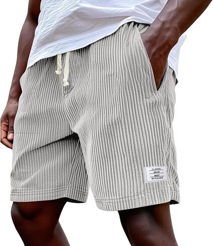 Beach Shorts for Men Elastic Waist Drawstring Corduroy Shorts Baggy Casual Lightweight Summer Sweat Short in Saudi Arabia