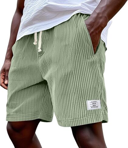Beach Shorts for Men Elastic Waist Drawstring Corduroy Shorts Baggy Casual Lightweight Summer Sweat Short in Saudi Arabia