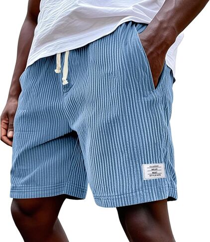 Beach Shorts for Men Elastic Waist Drawstring Corduroy Shorts Baggy Casual Lightweight Summer Sweat Short in Saudi Arabia
