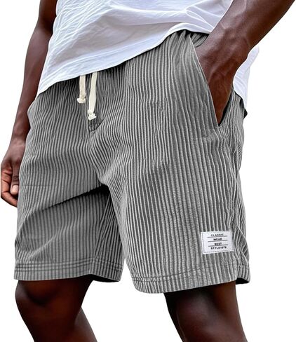 Beach Shorts for Men Elastic Waist Drawstring Corduroy Shorts Baggy Casual Lightweight Summer Sweat Short in Saudi Arabia