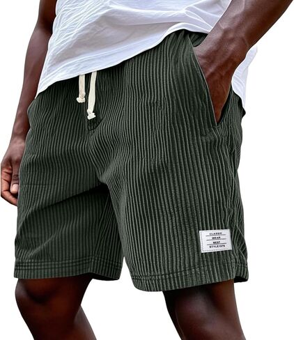 Beach Shorts for Men Elastic Waist Drawstring Corduroy Shorts Baggy Casual Lightweight Summer Sweat Short in Saudi Arabia