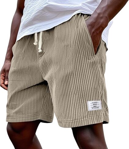 Beach Shorts for Men Elastic Waist Drawstring Corduroy Shorts Baggy Casual Lightweight Summer Sweat Short in Saudi Arabia