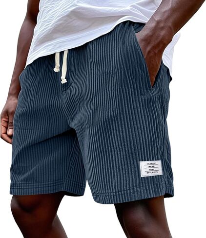 Beach Shorts for Men Elastic Waist Drawstring Corduroy Shorts Baggy Casual Lightweight Summer Sweat Short in Saudi Arabia