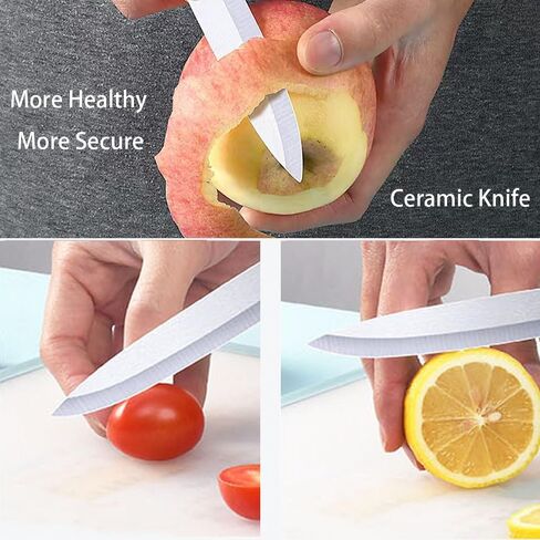 سكاكين التقشير، سكين سيراميك حاد للغاية، شفرة كبيرة 4 بوصات، سكين أطفال سيراميك آمن مقاوم للصدأ، سكاكين فواكه صحية، تستخدم لتقطيع الفواكه وأطباق اللحوم والأطعمة المطبوخة in Kuwait