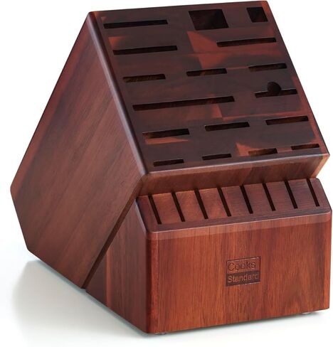 Cooks Standard Acacia wood Knife Block Holder without Knives, 25 Slot X-Large Universal Countertop Butcher Block Kitchen Knife Stand for Easy Kitchen Storage in Saudi Arabia