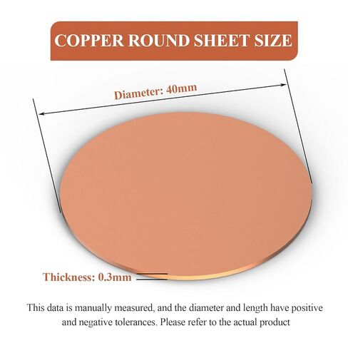 Brass Disc Round Plate Cut Material, T2 Copper Round Plates Pack of 4 Size 0.3X(30-45) mm(0.3x40mm) in Saudi Arabia