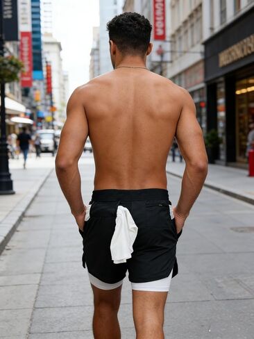 Men‘s 2-in-1 Running Shorts 5" Quick Dry with Phone Pocket, Workout Gym Athletic Training Compression Shorts in Saudi Arabia