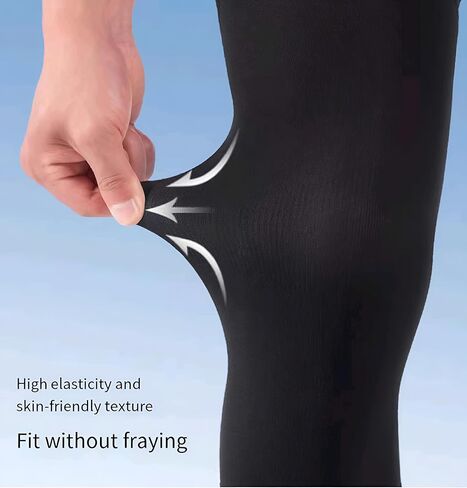 2-Pair Large Size Cooling Leg Sleeves – Breathable, UV Protection, Stretchy & Comfortable for Men & Women (Black) in Saudi Arabia