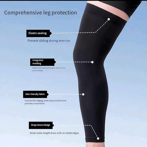 2-Pair Large Size Cooling Leg Sleeves – Breathable, UV Protection, Stretchy & Comfortable for Men & Women (Black) in Saudi Arabia