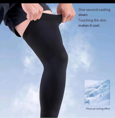 2-Pair Large Size Cooling Leg Sleeves – Breathable, UV Protection, Stretchy & Comfortable for Men & Women (Black) in Saudi Arabia