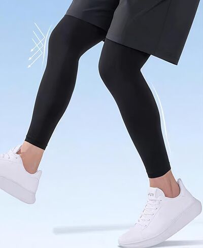 2-Pair Large Size Cooling Leg Sleeves – Breathable, UV Protection, Stretchy & Comfortable for Men & Women (Black) in Saudi Arabia
