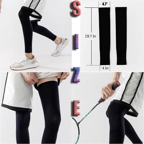 2-Pair Large Size Cooling Leg Sleeves – Breathable, UV Protection, Stretchy & Comfortable for Men & Women (Black) in Saudi Arabia