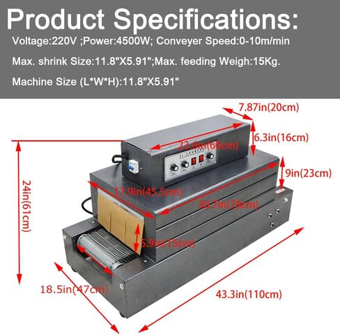 آلة التغليف بالانكماش الحراري 220 فولت آلة التغليف بالانكماش الحراري معدات تعبئة الأنفاق الكهربائية (ناقل السلسلة) in Kuwait