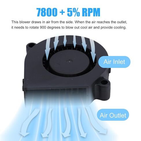 طابعة ثلاثية الأبعاد DC24V 5015 مروحة تبريد هوتند لمختبر بامبو P1P/P1S، 50 × 50 × 15 مم/2 × 2 × 0.6 بوصة محمل كروي 4.08 وات 0.22 أمبير 7800 ± 10% دورة في الدقيقة مع ملحقات خط الكابل in Saudi Arabia
