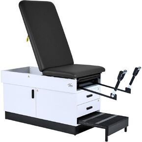 طاولة الفحص الطبي رفيعة الخط من فيفاكومفورت مع ركاب، أسود، سعة وزن 420 رطل in Kuwait