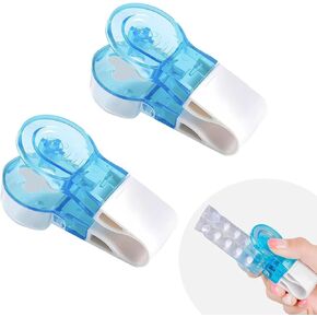 2025 New Portable Pill Taker Remover, Pill Remover, Blister Pack Opener Popper Assistance No Contact Easy to Take Out Portable Travel Tablet Dispenser Pills Extractor Tool Medication Aids (2PCS) in Kuwait