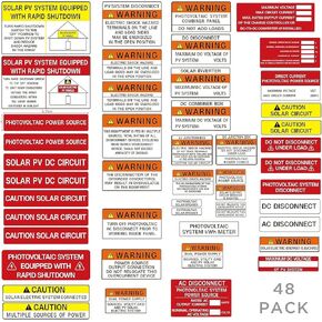 Photovoltaic Solar System Installer Label Kit | 2020 | 2017 Code | Electrical Panel Safety Stickers | PV Power Source Warning Set | Caution Solar Circuit | Outdoor Durability (5 Set of 48 Pack) in Kuwait
