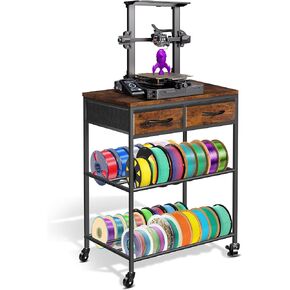 3D Printer Filament Storage Rack with Drawers, 3Tier Metal Filament Spool Holder with Wheels, 3D Printer Filament Stand for PLA/ABS/TPU/Nylon, Filaments Organzied for Workshop Studio Office, Brown in Kuwait