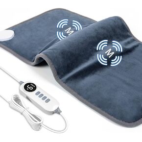 DAILYLIFF Massage Heating Pad, 12"x 24" Electric Heated Pads with Massager, 4 Massage Modes, 6 Heat Settings, 24 Relaxing Combinations, UL Certification, Blue in Kuwait