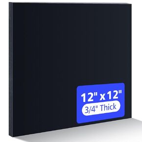 لوح بلاستيكي أسود من Delrin/Acetal Copolymer، بلاستيك هندسي عالي الأداء لتصنيع CNC، DIY، والتطبيقات الصناعية (أسود، 3/4 بوصة × 12 بوصة × 12 بوصة) in Kuwait