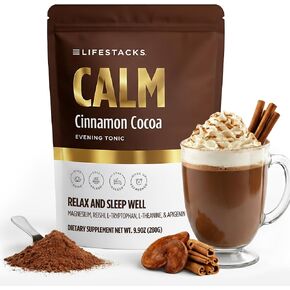 Calm Nighttime Magnesium Hot Cocoa – Melatonin-Free Natural Sleep Support Drink Mix with Reishi Mushroom, Chamomile, L-Theanine & L-Tryptophan – Calm Cinnamon Cocoa, 20 Servings in Saudi Arabia