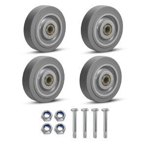 عجلات مطاطية شديدة التحمل مقاس 4 بوصات، مجموعة عجلات صناعية من ASOMWLS مكونة من 4 قطع بسعة تحميل 1200 رطل، عجلات بديلة بدون علامات لعربة العربة دوللي (4 عجلات) in Kuwait