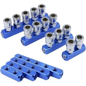 Compressor Fittings 1/4 Quick Connector Air Gas Distributor Pneumatic Fitting C Type Coupler Manifold Multi Splitter Pump Tool(2 Way 5 Port) in Saudi Arabia