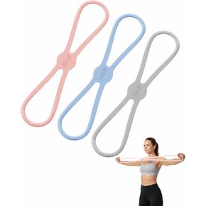 3 PCS Figure 8 Resistance Bands for Women, 15 Lbs & 25 Lbs & 35 Lbs Keep Resistance Band for Arm with Non-Slip Handles in Kuwait