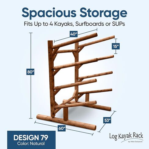 4-Place One-Sided Kayak & SUP Log Rack, Freestanding Outdoor Storage Rack, Surfboard Stand, Kayak Storage for Garage or Yard – Canyon Brown in Kuwait